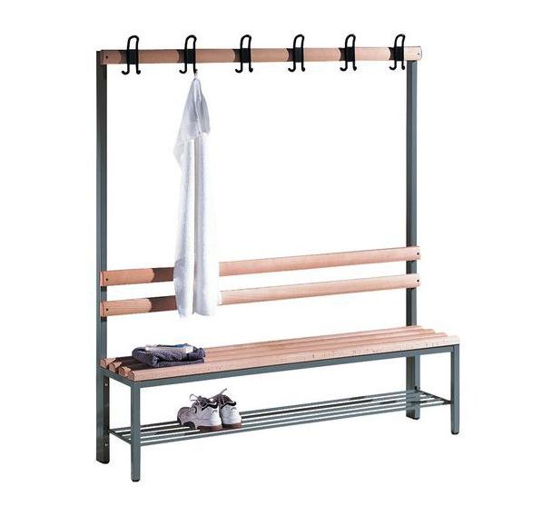 Banc bois - 4 à 8 patères - Simple face - Avec grille chaussures - CP