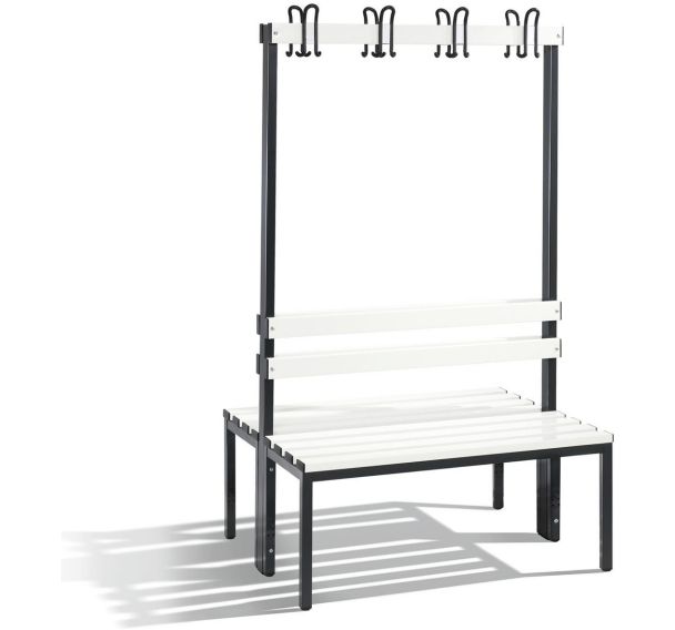 Banc patère pvc CP - Double face - Avec dossier - L1000