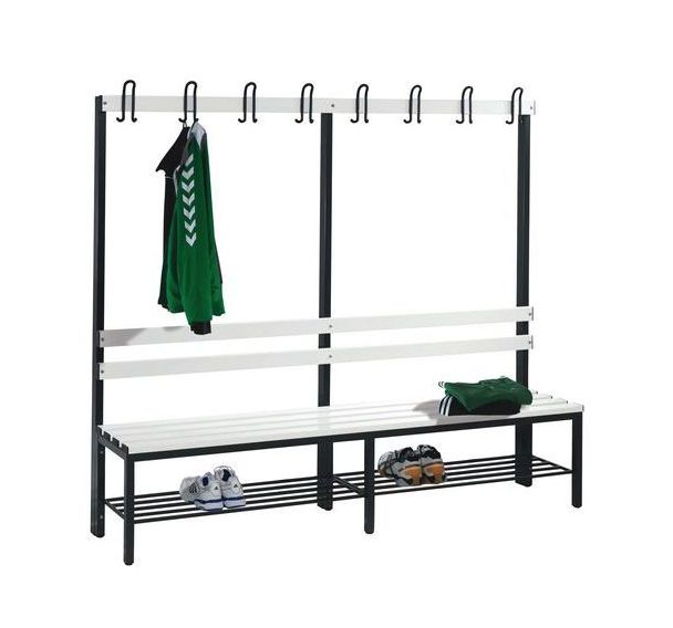Banc pvc à patères CP  - 4 à 8 patères - Simple face - Avec dossier et grille chaussures