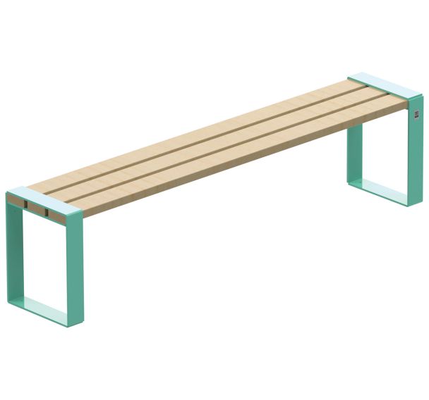 Banc sans dossier Forézien 190 cm bois naturel acier Tolerie Forezienne