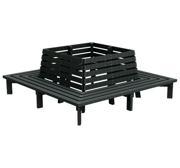 Banc tour d'arbre maternelle 4 cotés Urbecol - Ipra gris