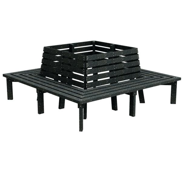Banc tour d'arbre primaire 4 cotés Urbecol - Ipra gris