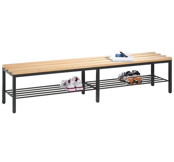 Banc vestiaire bois - avec grille chaussures - CP