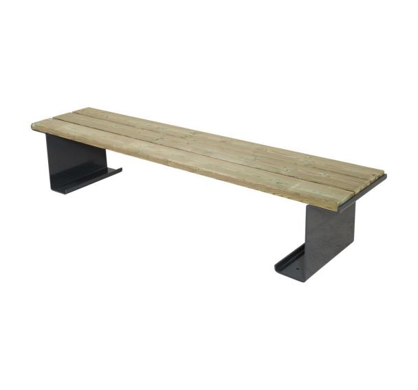 Banquette Acmon 200x45x43 cm - pin piètement acier galva laqué gris RAL 7016