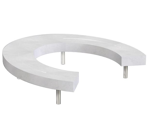 Banquette Lucky 200 x 205 cm - Béton blanc lisse