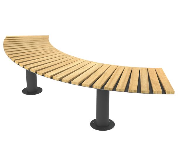 Banquette MADRID 2 m serpentine robinier/acier anthracite 7016