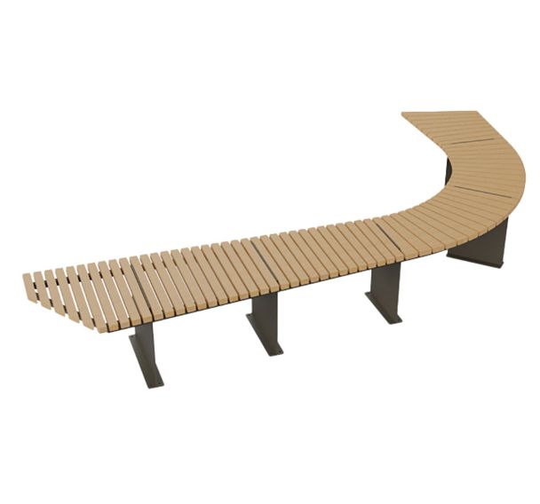 Banquette RIGA courbée 3,90 m bois/acier taupe 7006