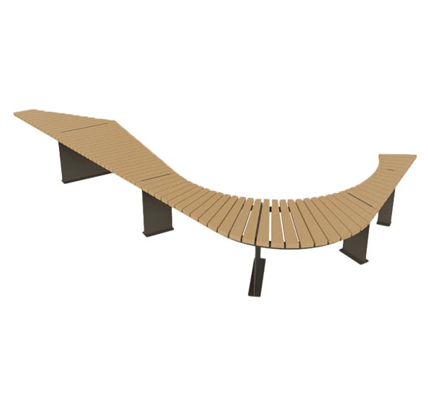 Banquette RIGA courbée 4,15 m bois/acier taupe 7006