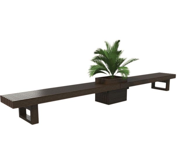 Banquette contemporaine double avec jardinière plastique recyclé Espace Urbain