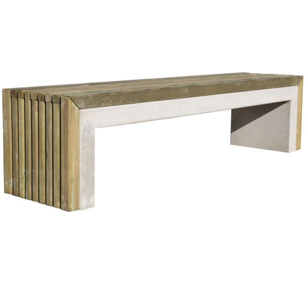Banquette évidée Prométhée 180 x 43 x 45 cm - pin / béton gris
