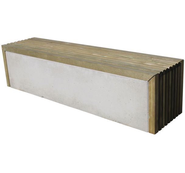 Banquette pleine Prométhée 180 x 43 x 45 cm - pin / béton gris