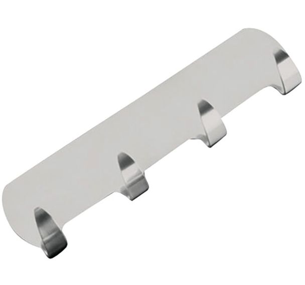 Barrette adhésive 4 crochets inox 19cm