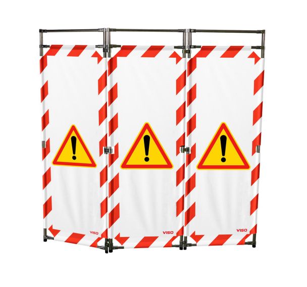 Barrière d'intervention 1,80 m 3 vantaux logo chantier - Viso