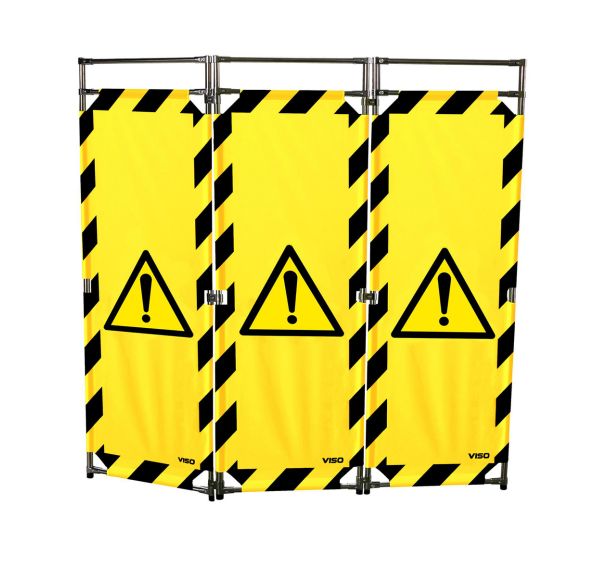 Barrière d'intervention  1,80 m 3 vantaux logo danger noir - Viso
