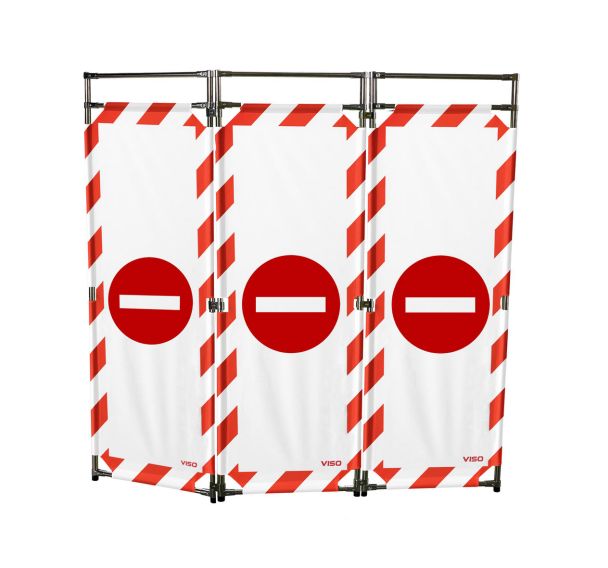 Barrière d'intervention 1,80 m 3 vantaux logo interdit - Viso