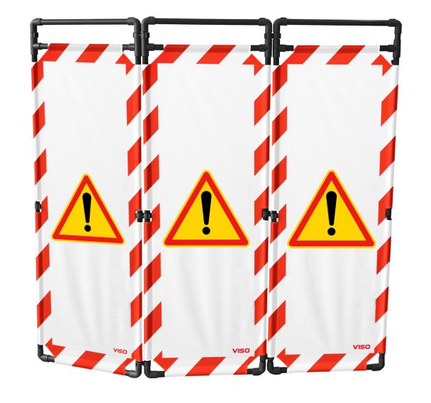 Barrière d'intervention  PVC 1,80 m 3 vantaux logo danger - Viso