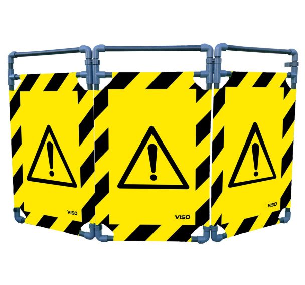 Barrière d'intervention  PVC 3 vantaux logo danger noir - Viso