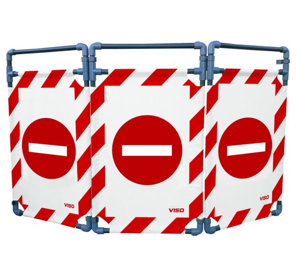 Barrière d'intervention  PVC 3 vantaux logo sens interdit - Viso