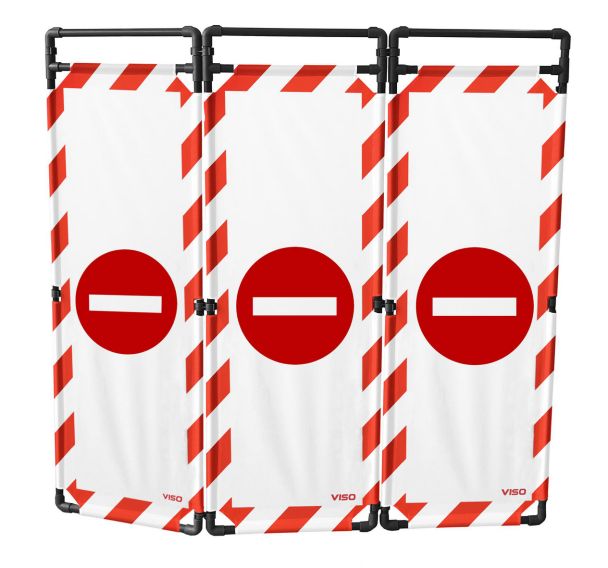 Barrière d'intervention PVC,80 m 3 vantaux logo interdit - Viso