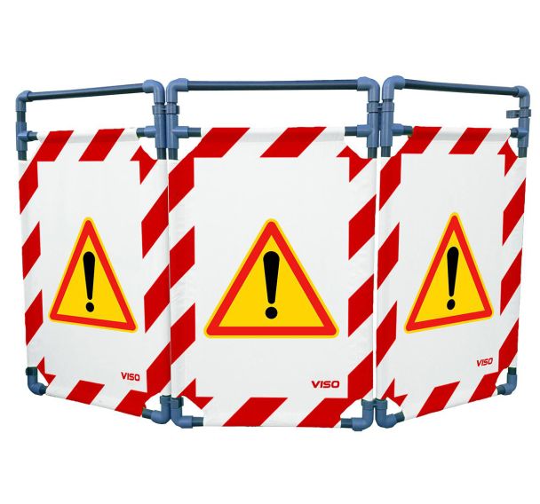 Barrière d'intervention PVC vantaux logo attention danger - Viso
