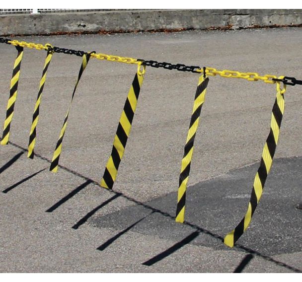 Barrière de chaîne avec rubans hachurés - Novap