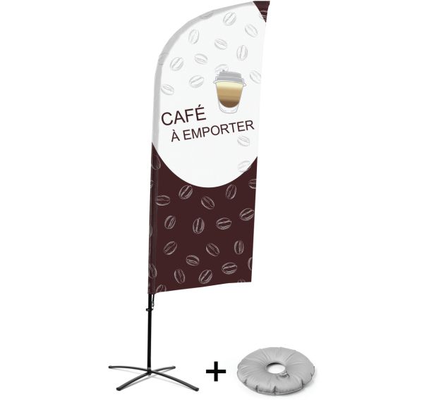 Beach flag avec pied croix Coffee To Go - Français - Showdown Displays
