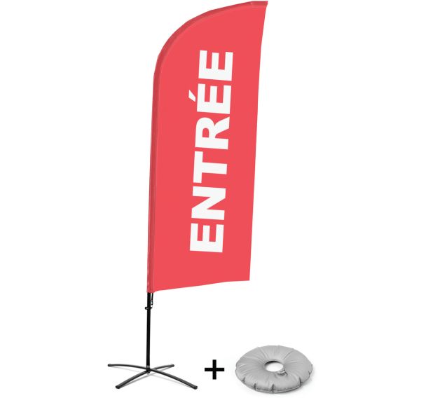 Beach flag avec pied en croix Entrée - Français - Showdown Displays