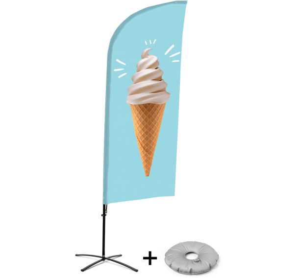 Beach flag avec pied en croix Glace - Showdown Displays