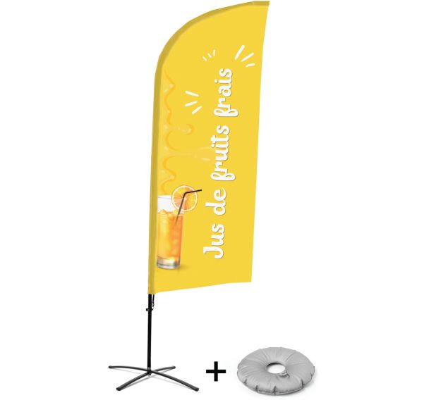 Beach flag avec pied en croix Jus frais - Français - Showdown Displays