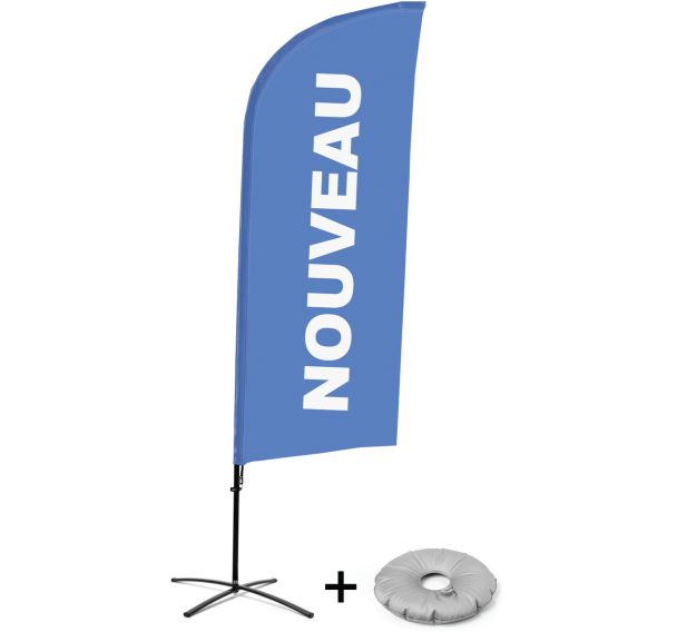 Beach flag avec pied en croix Nouveau - Français - Showdown Displays