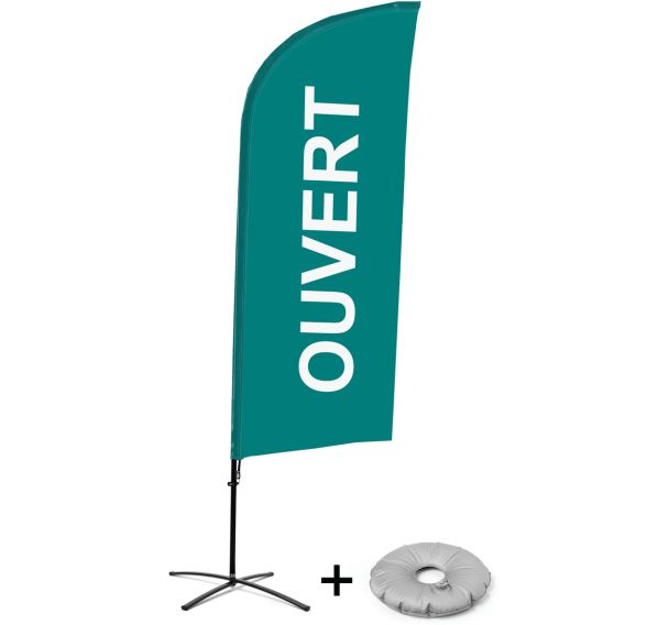 Beach flag avec pied en croix Ouvert - Français - Showdown Displays