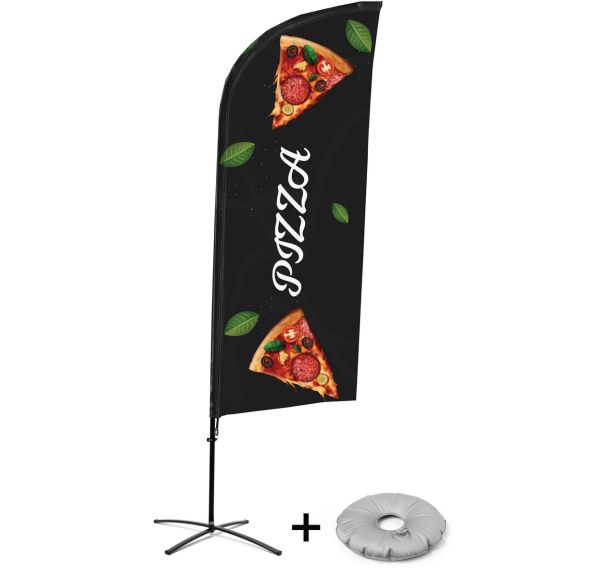 Beach flag avec pied en croix Pizza - Français - Showdown Displays
