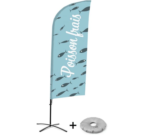 Beach flag avec pied en croix Poisson - Français - Showdown Displays