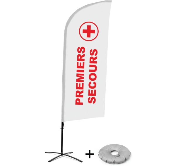 Beach flag avec pied en croix Secours - Français - Showdown Displays