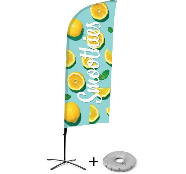 Beach flag avec pied en croix Smoothie citron - Showdown Displays