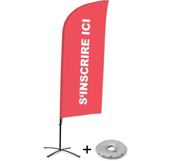 Beach flag pied en croix Signez ici - Français - Showdown Displays