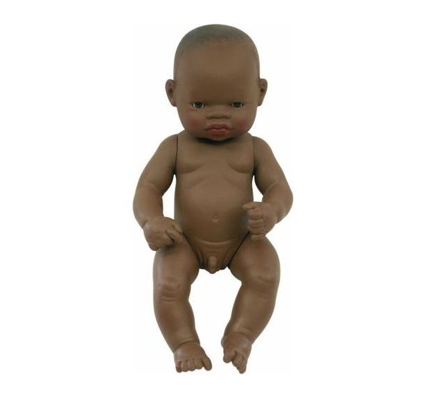 Bébé africain garçon 32 cm sans cheveux