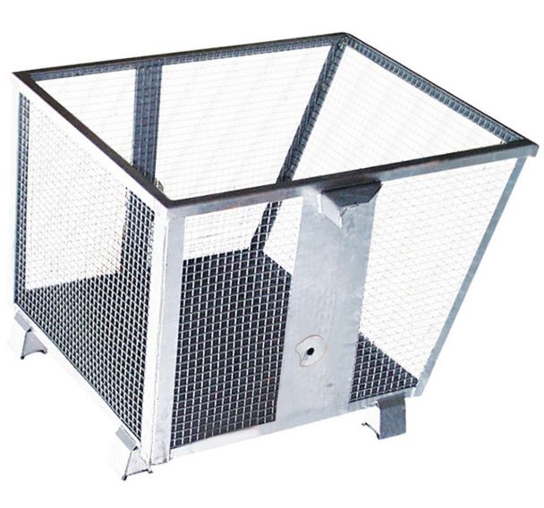 Benne basculante grillagée acier - BSK-G 90- Sur socle - 900 L