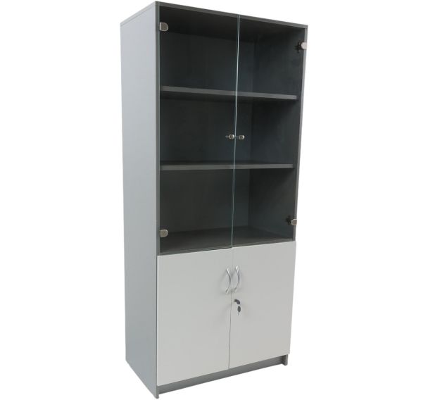 Bibliothèque Quatuor portes verre + portes pleines - Manutan Expert