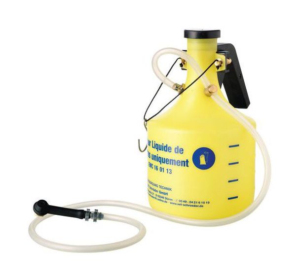 Bidon de purge avec raccord et tuyau