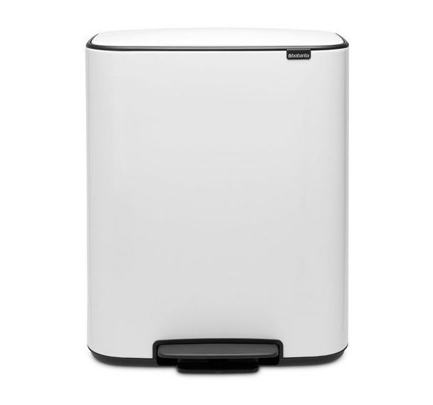Blanc Bo Poubelle à pédale 2 x 30 L, Brabantia