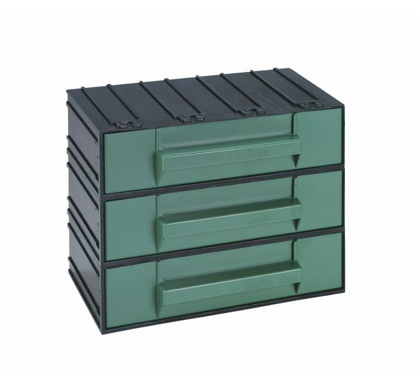 Bloc-tiroirs Modèle 22,5x13,3x16,9 Nb de tiroirs: 3 Vert