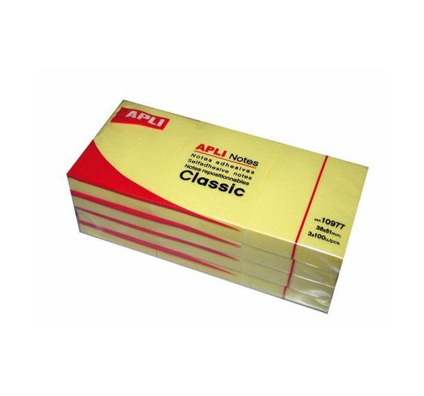 Bloc 100 feuilles de notes repositionnables 40x50 mm jaune (Lot de 12)