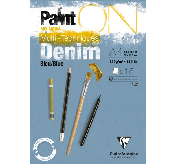 Bloc 15 feuilles PaintON Denim 250g - Clairefontaine