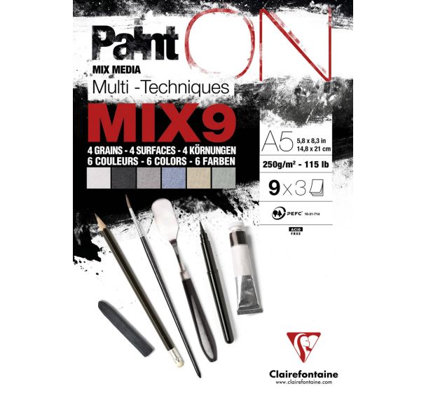 Bloc 27 feuilles PaintON MIX9 250g - Clairefontaine