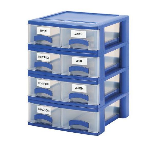 Bloc 2 tiroirs plats témoins