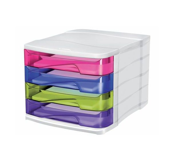 Bloc 4 tiroirs 37x30x27 cm 450 feuilles A4 par tiroir - Multicolore