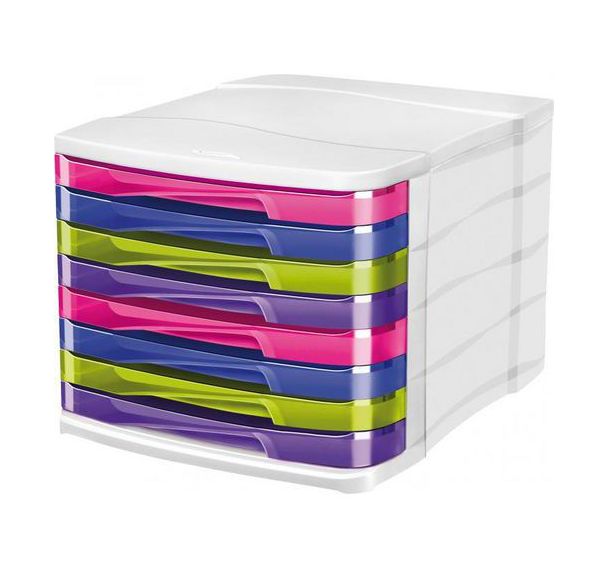 Bloc 8 tiroirs 37x30x27 cm 250 feuilles A4 par tiroir. h du tiroir: 2,7cm - Multicolore
