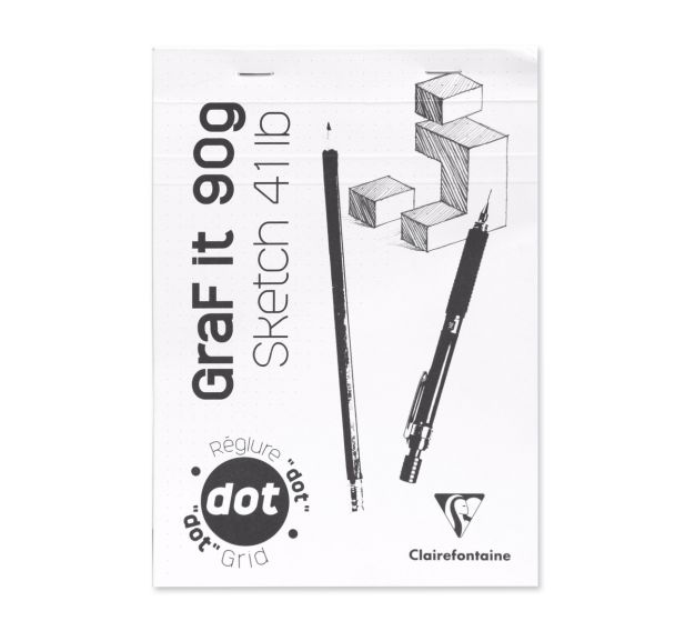 Bloc GraF'iT DOT 90g 160 pages couverture blanche - Clairefontaine