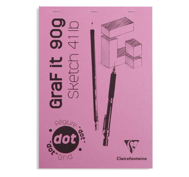 Bloc GraF'iT DOT 90g 160 pages couverture rose - Clairefontaine
